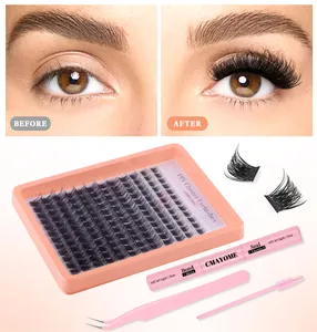 Kit d'extension de cils DIY avec grappes individuelles, colle bond seal et pince rose