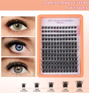 Détail du kit de 144 faux cils individuels avec longueurs allant de 8 mm à 16 mm
