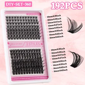 Λεπτομέρεια macro από 192 βλεφαρίδες DIY σε μήκη 10-16mm και υφή με καμπυλότητα C