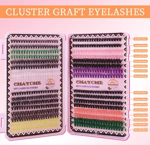 Detail view of colorful DIY individual lash clusters ranging from 8mm to 16mm length