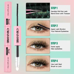 Dual-ended pink Bond and Seal lash glue with Biotin and Vitamin E for volume lashes