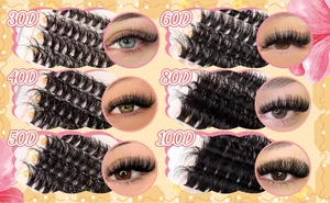 Vergleich der DIY Wimpernbüschel-Dichte von 30D bis 100D mit Modell-Anwendung