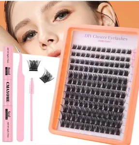 Kit d'extension de cils DIY avec cils 8-16mm colle bond and seal et pince à épiler