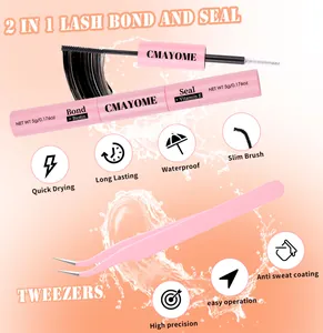 Colle et fixateur de cils double embout avec pince à épiler rose de précision kit