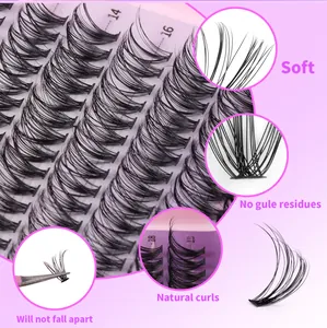 Macro detail of soft synthetic eyelashes in 14mm to 19mm lengths with natural D-curls