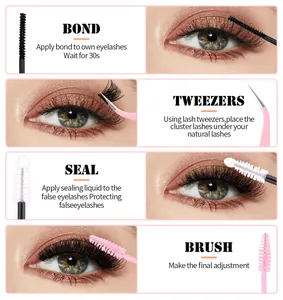 Guide étape par étape pour kit d'extension de cils avec colle, scellant et applicateur