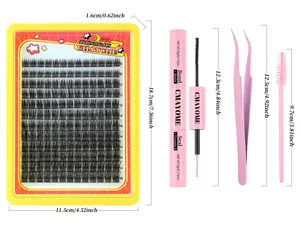 Kit d'extension de cils individuels avec colle, pince et brosse à cils