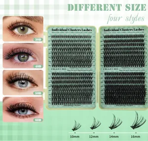Detailed lash kit showing 30D to 60D volume clusters with 10-16mm length results