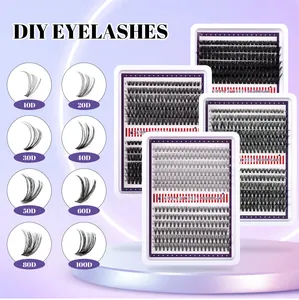 Detail of DIY cluster lash kit featuring 10D to 100D density and lengths from 8mm to 18mm