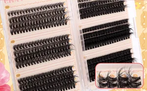 Detailansicht der DIY Einzelwimpern-Cluster-Set in 30D 40D 50D gemischten Dichten