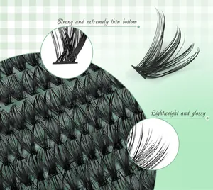 Detail showing ultra-fine base and lightweight fiber of 484 clusters eyelash extensions