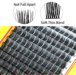 Détail de la bande souple et des pointes durables des faux cils segmentés 12-14mm