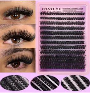 DIY cluster eyelash extension kit with 10-14mm length variants and D-curl effect