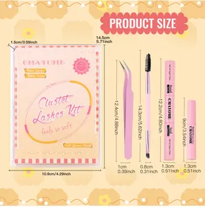 Wimpernverlängerung-Set mit Clustern, Bond & Seal Kleber und Werkzeugen in Rosa