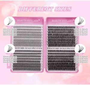 Tableau des tailles pour faux cils DIY avec densités 10D à 40D et longueurs de 10 à 16 mm