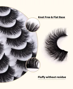Macro shot of fluffy knot-free false eyelashes with flat base design and natural volume