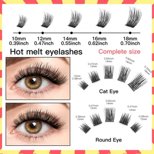 Guide des tailles de faux cils styles Cat Eye et Round Eye de 10mm à 18mm de long