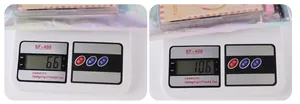Detaillierte Gewichtsmessung von 66g und 106g für Wimpernverlängerungs-Sets