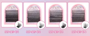 Detailed view of DIY individual bottom eyelashes in four voluminous natural styles