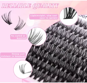 Vue macro des extensions de cils individuels 100D légères avec des pointes fines