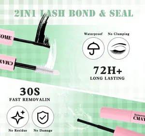 2-in-1 lash bond and seal set with pink tubes for 72-hour eyelash extension hold