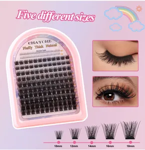 Detail showing individual lash clusters in lengths from 10mm to 18mm for a natural look