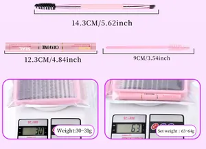 DIY eyelash extension kit showing precise tools dimensions and weight measurement