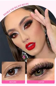 Macro comparison showing before and after effects of dense black cluster eyelash extensions