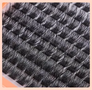 Vue macro des extensions de cils en grappes avec racines denses et pointes fines