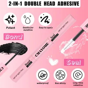 2-in-1 Bond and Seal lash adhesive with Biotin and Vitamin E in pink gradient packaging