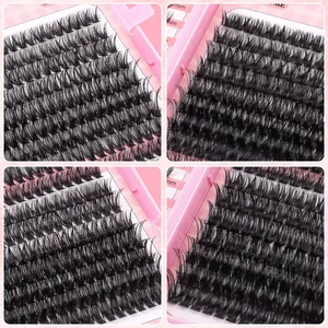 Macro detail of DIY cluster lashes showing dense volume and curled fiber texture