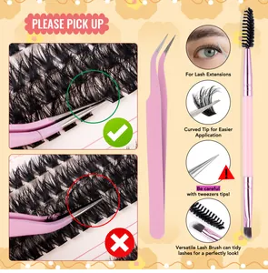 Wimpern-Applikationsset mit Pinzette und Doppelkopfbürste für die tägliche Wimpernverlängerung