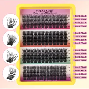 Detail view of 10-16mm individual cluster lash extensions in 4 styles for dramatic volume