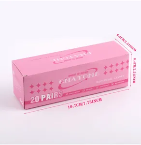 Vue détaillée de 20 paires de faux cils 3D en boîte rose, dimensions 19,7x6,4x6,4 cm