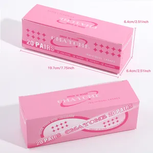 Macro detail of 20 pairs 3D individual lashes packaging with accurate size dimensions