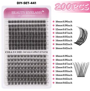 Detail view of 200pcs DIY individual lash clusters set in 10-16mm lengths