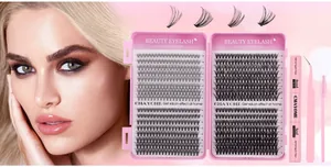 Kit d'extension de faux cils individuels avec colle et pince à épiler rose incluse