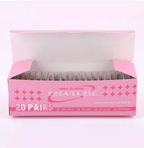 Détail de 20 paires de faux cils 3D individuels montrant la texture et le design rose