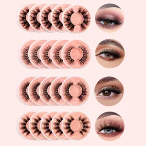 Set ciglia finte 3D con volume naturale e confezioni rosa glitterate per trucco