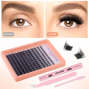 Kit d'extensions de cils DIY avec cils noirs, colle, scellant et outils d'application