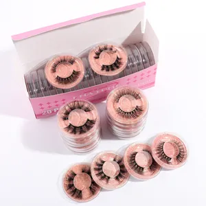 Set di 20 paia di ciglia finte 3D folte in confezione rosa impermeabile a lunga durata