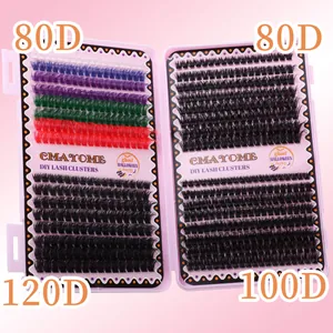 Colorful DIY cluster lash kit with 80D 100D 120D density mixed black and colored lashes
