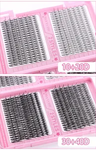 Pink lash box featuring 10D to 40D clusters in mixed lengths from 10mm to 16mm