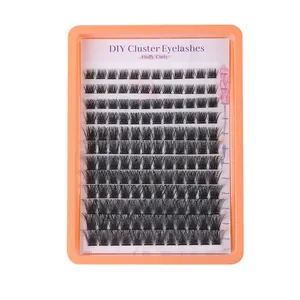 Kit d'extensions de cils DIY 8-16mm effet volumineux et recourbé en plateau orange
