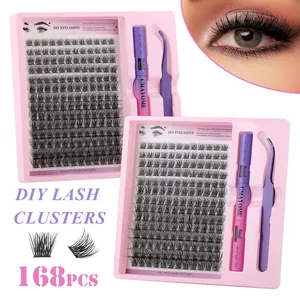 DIY Individual Cluster Eyelash Extension Kit Natural Wispy Lash Extensions With Dual Ended Bond And Seal And Tweezers For Women