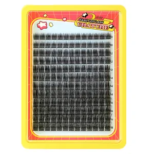 Set de faux cils individuels 10-18mm mixtes en plateau jaune, texture épaisse et courbée