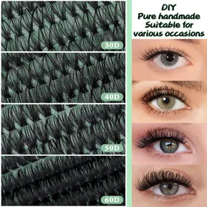 DIY cluster eyelashes set with 30D to 60D density for natural 3D volume effect