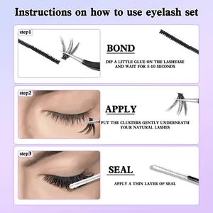 DIY individual eyelash extension kit with glue, sealer, and applicator tool instructions