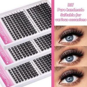 Three packs of DIY cluster eyelashes with natural C curl for voluminous 3D lash extensions
