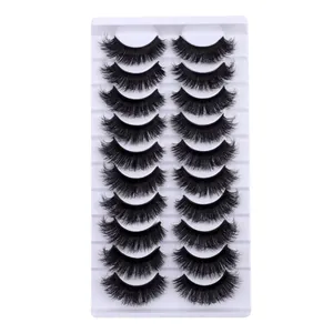 Pack of 10 pairs of 3D fluffy voluminous false eyelashes for festivals and parties